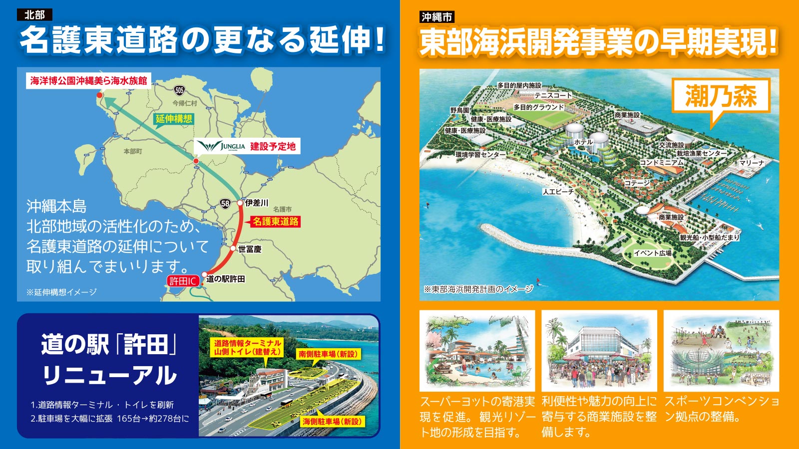 名護東道路の更なる延伸！東部海浜開発事業の早期実現